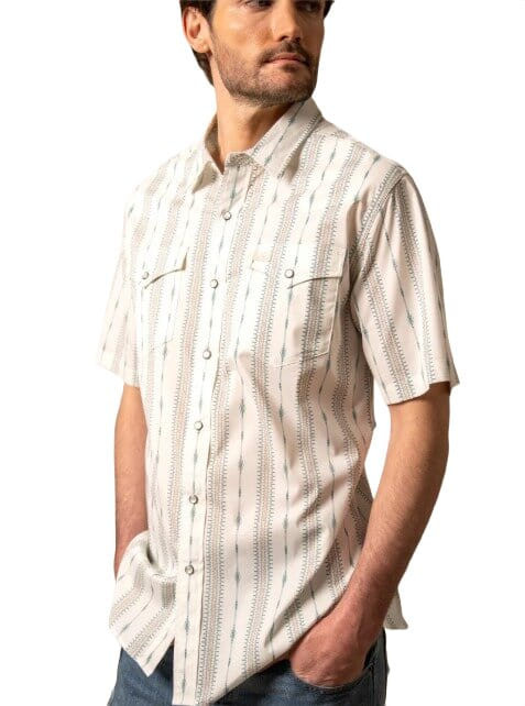 Kimes Ranch Mens Sonny Green Western Stripe Short Sleeve Snap Shirt