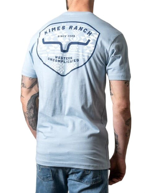 Kimes Ranch Mens Honor Light Blue Short Sleeve Graphic T-Shirt