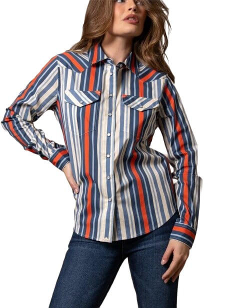 Kimes Ranch Womens Kai Blue MultiÃ¢â‚¬â€˜Stripe Long Sleeve Western Snap Shirt