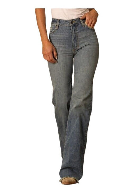 Kimes Ranch Womens Olivia High Rise Wide Leg Raw Hem Jeans