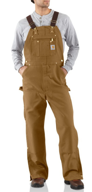 Carhartt Men's Carhartt Brown Zip to Thigh Firm Duck Bib Overall