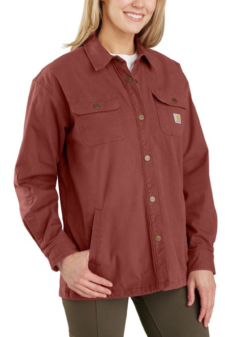 Carhartt Women's Rugged Flex Loose Fit Canvas Fleece-Lined Shirt Jac