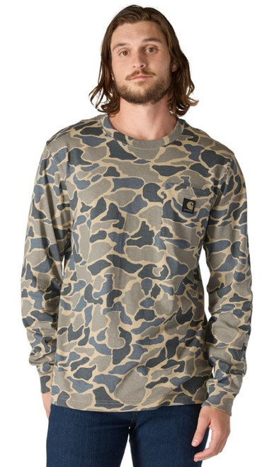 Carhartt Men's Relaxed Fit Heavyweight Long Sleeve Pocket Camo Logo Graphic Shirt
