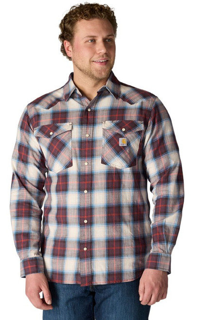 Carhartt Men's Montana Rugged Flex Bozeman Relaxed Fit Lightweight Long-Sleeve Snap-Front Plaid Shirt