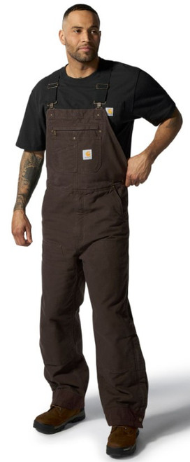 Carhartt Men's Dark Brown Loose Fit Washed Duck Insulated Bib Overall