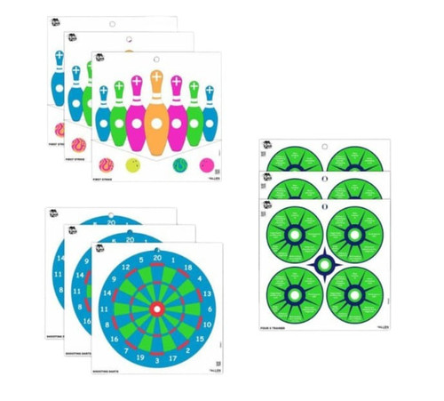 Allen Company EZ Aim Fun Triggering More Fun Paper Multi Color Shooting Targets 12x12 Inch - 9 Pack