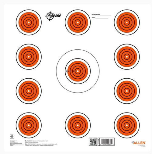 Allen Company EZ Aim Paper Shooting Targets 12 Inch Square 11-Spot Indoor Targets - 13 Pack