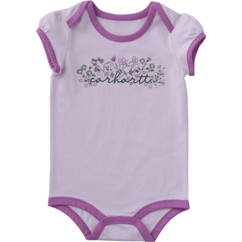 Carhartt Girls Infant Lilac Snow Floral Short Sleeve Bodysuit