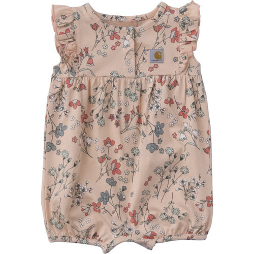 Carhartt Girls Infant Bleached Apricot Floral Sleeveless Romper