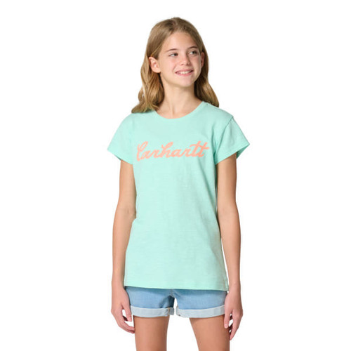 Carhartt Girls Youth Green Yucca Scenic Outdoor Short Sleeve T-Shirt