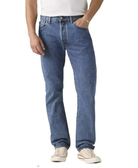 Levi's Mens 501 Original Medium Stonewash Straight Leg Denim Jeans