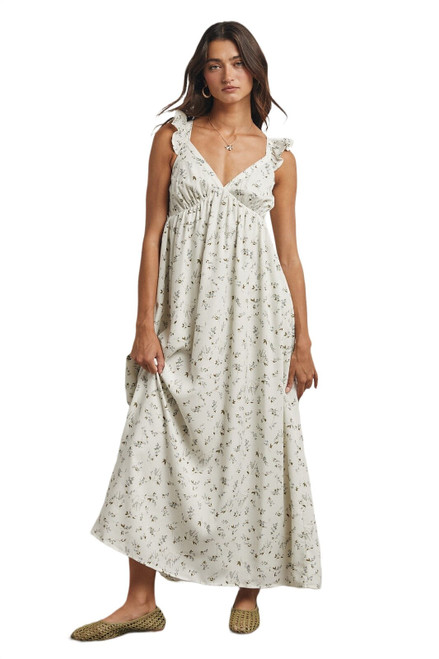 Wishlist Apparel Womens Ivory Soft Blue Floral Sleeveless Maxi Dress
