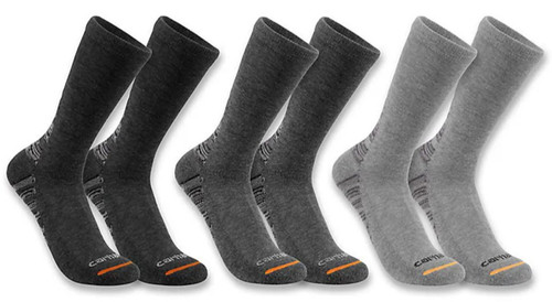Carhartt Men's Midweight Synthetic-Cotton Blend Crew Sock 3-Pack Assorted