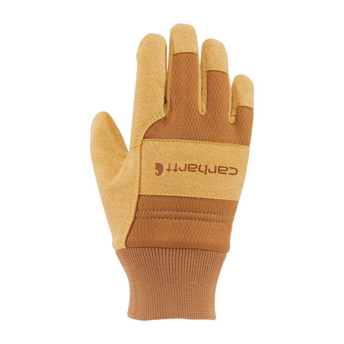 Carhartt Youth Brown Barley Synthetic Suede Knit Cuff Glove