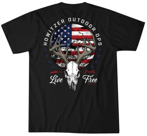 Howitzer Men's Black Free Hunt Co Short Sleeve Graphic T-Shirt