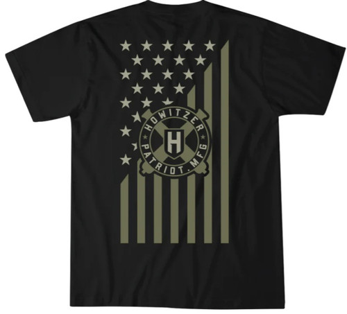 Howitzer Men's Black Howitzer Slant Flag Short Sleeve Graphic T-Shirt