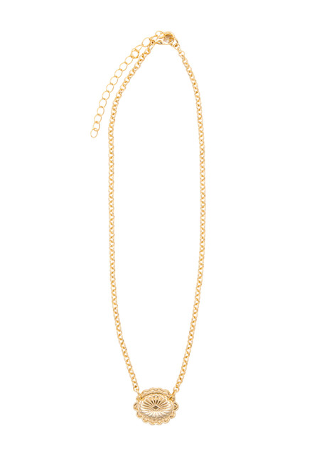 West & Co The Nancy 18K Yellow Gold Plated Dainty Concho Necklace