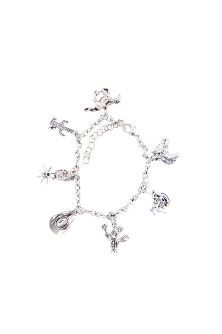 West & Co White Gold Conch Horse Charm Bracelet