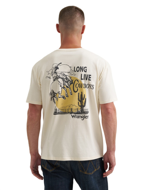 Wrangler Mens Cream Long Live Cowboys Short Sleeve Graphic T-Shirt