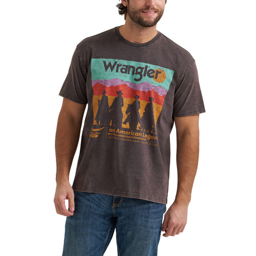 Wrangler Mens Black American Legend Short Sleeve Graphic T-Shirt