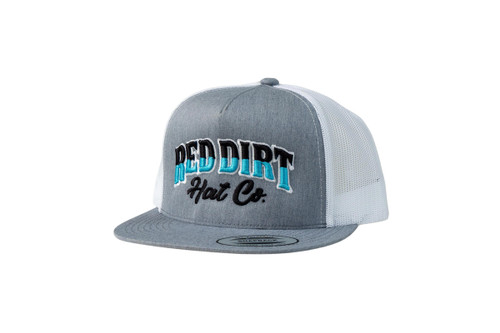 Red Dirt Hat Co Grey & White Embroidered Logo Mesh Snapback Hat