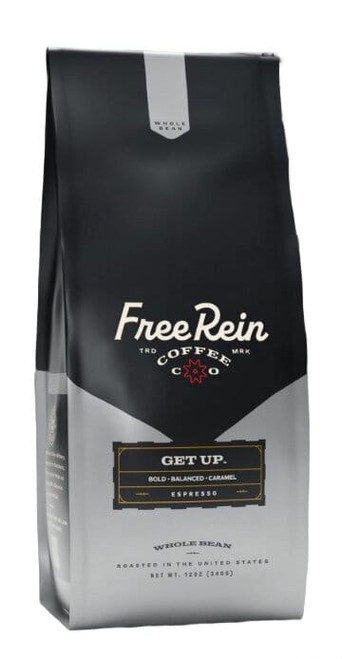 Free Rein Coffee Company Get Up Espresso Dark Roast Whole Bean Coffee 12oz