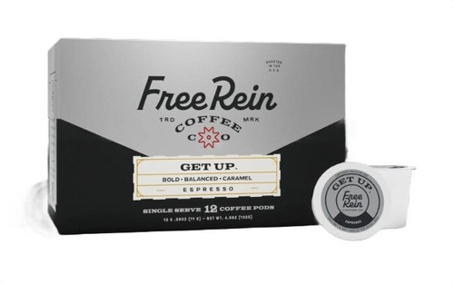 Free Rein Coffee Company Get Up Espresso Dark Roast Coffee Pods - 12 Count