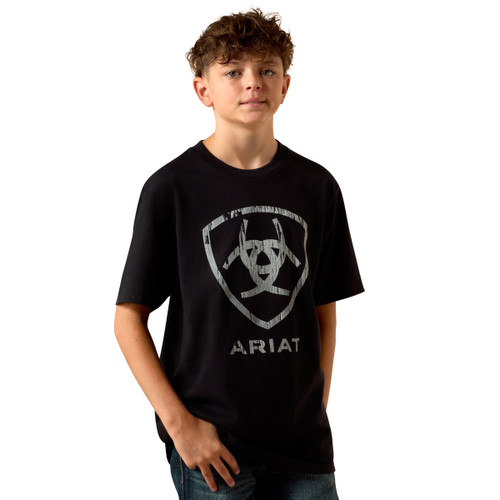 Ariat Boys Black Ariat Barn Shield Logo Graphic Short Sleeve T-Shirt