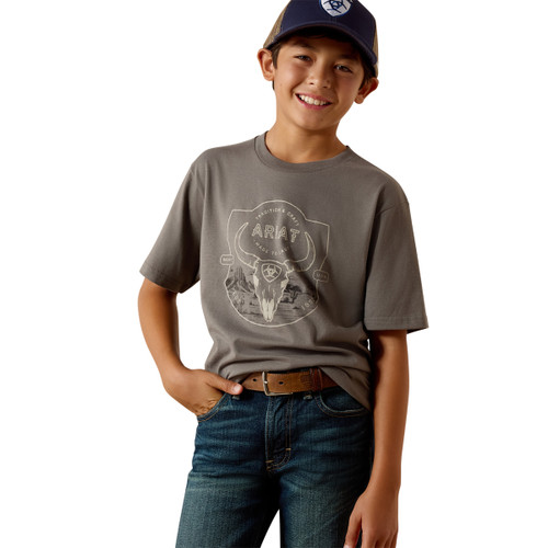 Ariat Boys Smoked Pearl Ariat Desert Badge Tradition Short Sleeve Graphic T-Shirt