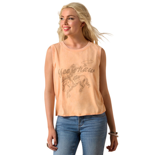 Ariat Women's Orange Chiffon Wild Roper Tank Top