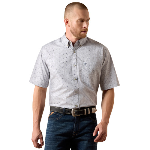 Ariat Men's Sleet Grey Geo Print Bosco Short Sleeve Button Up Shirt