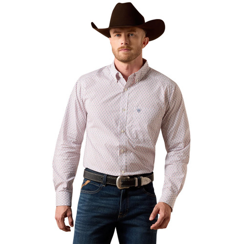 Ariat Men's White Multi Geo Print Brad Fitted Long Sleeve Button Up Shirt