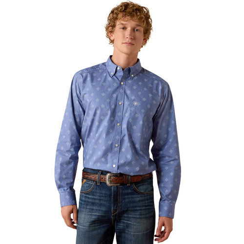 Ariat Men's Colony Blue Southwest Motif Print Byrd Fitted Long Sleeve Button Up Shirt
