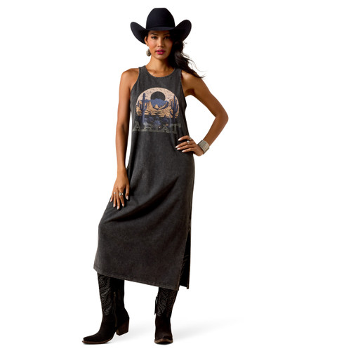 Ariat Women's Black Mineral Wash Desert Mirage Graphic Sleeveless Dress