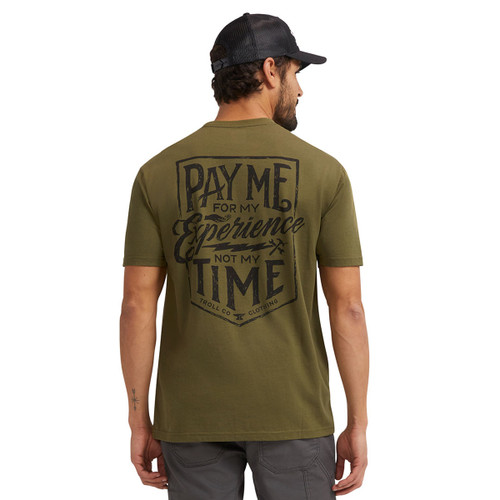 Troll Co. Men's Military Green Pay Me Short Sleeve T-Shirt