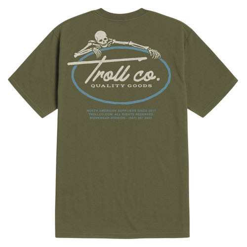 Troll Co. Men's Military Green Quality Goods Graphic Short Sleeve T-Shirt