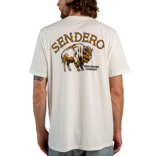 Sendero Men's White American Buffalo Graphic Short Sleeve T-Shirt