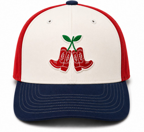 Wrangler Cherry Boot Red, White & Blue Americana Mesh Snapback Hat
