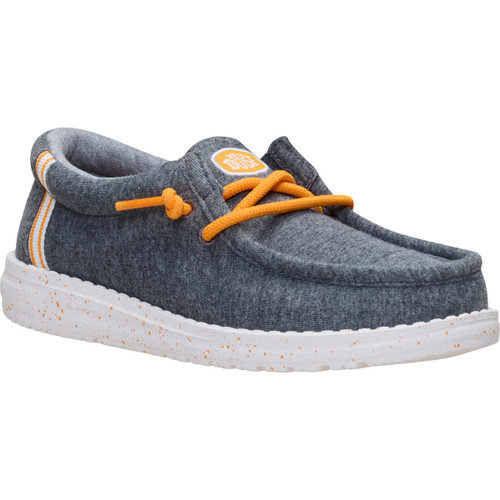 Hey Dude Boys Child & Youth Wally Y Stretch Jersey Varsity Mid Grey & Orange Casual Shoes