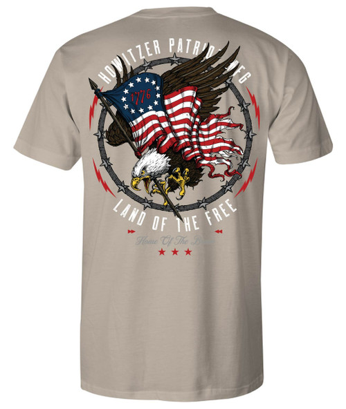 Howitzer Mens Cream Patriot Eagle Optima Short Sleeve Graphic T-Shirt