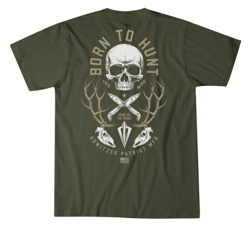 Howitzer Mens Olive Born To Hunt Short Sleeve T-Shirt