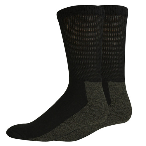 Dickies Mens Black Heavyweight Steel Toe Non Binding Crew Work Socks - 2 Pack