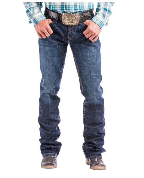 Cinch Mens Dark Stonewash Ian Stretch Mid Rise Slim Bootcut Jeans