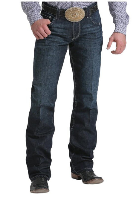 Cinch Mens Carter 2.4 Performance Denim Dark Rinse Relaxed Fit Bootcut Jeans