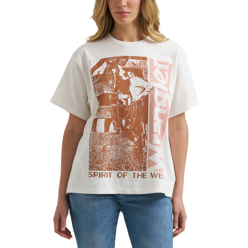 Wrangler Womens Off White Spirit Of The West Graphic Short Sleeve T Shirt