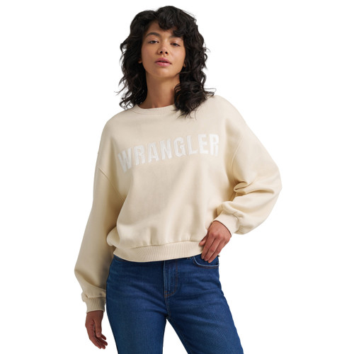 Wrangler Womens Whitecap Gray Satin Logo Long Sleeve Sweatshirt