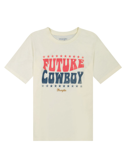 Wrangler Boys White Future Cowboy Graphic Short Sleeve T Shirt