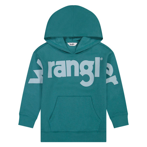 Wrangler Girls Turquoise Stampede Logo Long Sleeve Pullover Hoodie