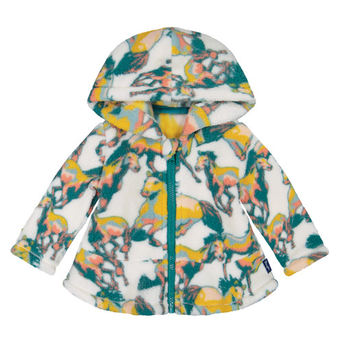 Wrangler Little Girls Wild Mustang Sherpa Full Zip Ruffle Hem Long Sleeve Hoodie
