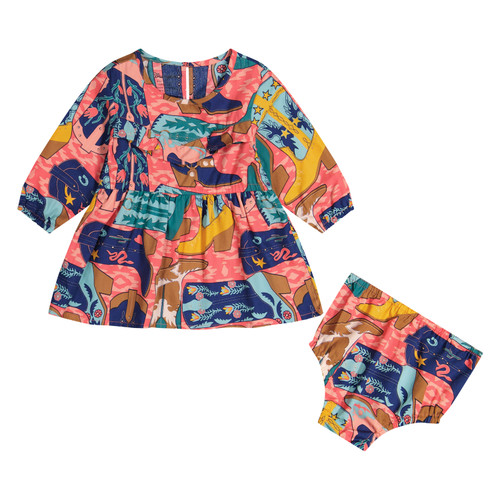 Wrangler Baby Girls Pink Cowgirl Boots Western Print Dress Set